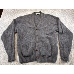 The Moors Cardigan Men XL Wool Gray 100% Shetland USA Mr Rogers Grandpa Vtg